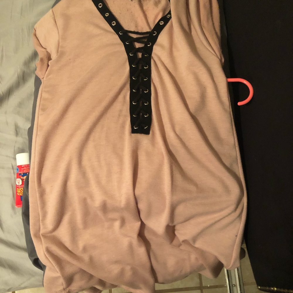 Pink and black mini dress